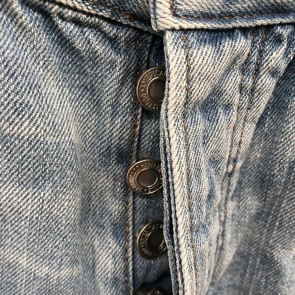American Eagle Vintage Hi-Rise Jeans Womens Size 2R Two Tone Straight Frayed - Picture 5 of 11